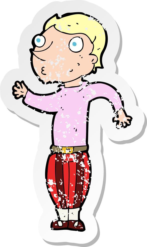 retro distressed sticker of a cartoon man in loud clothes vector