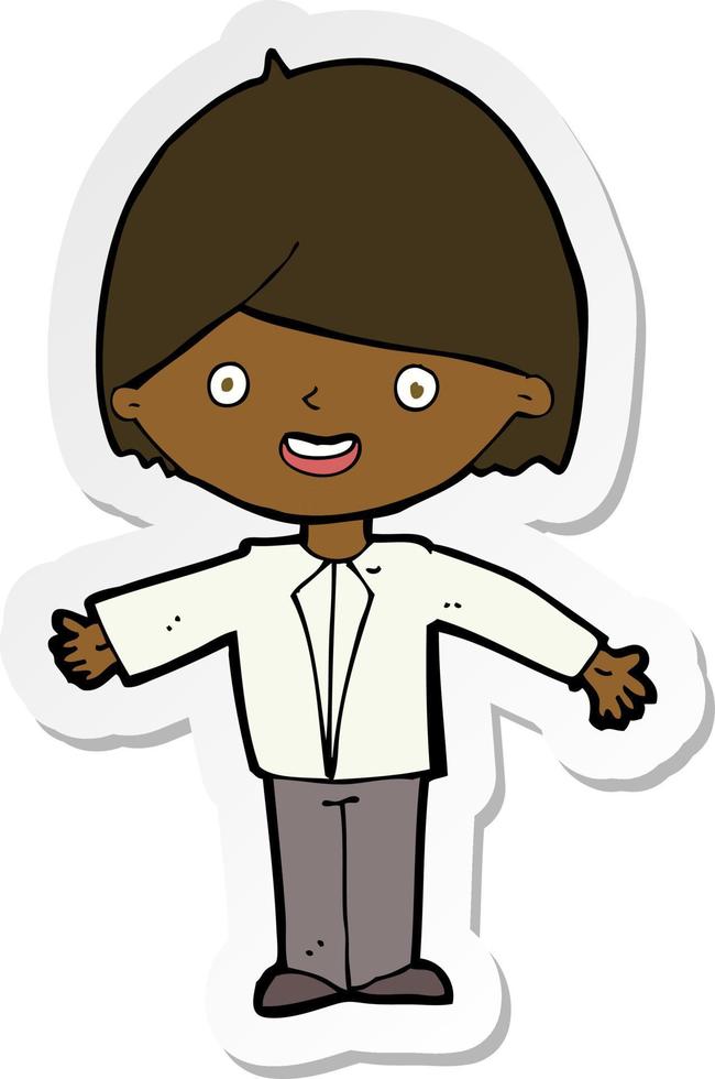 sticker of a cartoon happy man vector