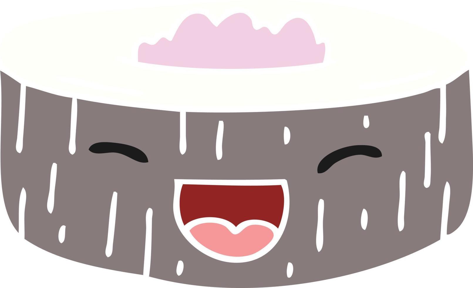 quirky hand drawn cartoon happy sushi vector