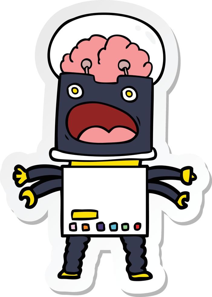 sticker of a cartoon robot vector