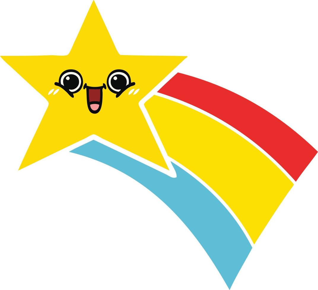 flat color retro cartoon shooting rainbow star vector