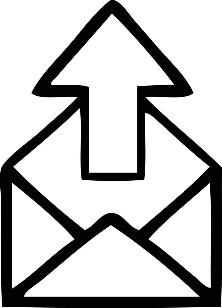 line drawing cartoon envelope with arrow vector