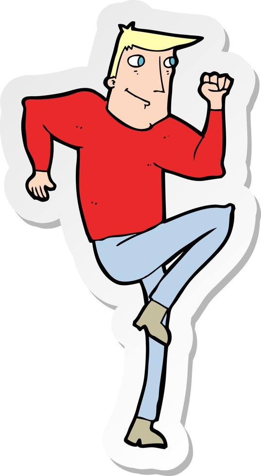 sticker of a cartoon man jogging on spot vector