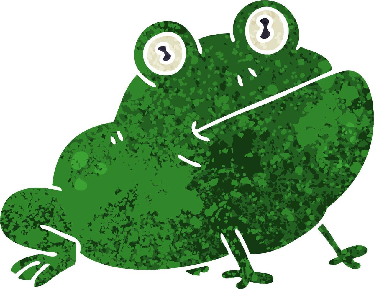 quirky retro illustration style cartoon frog vector