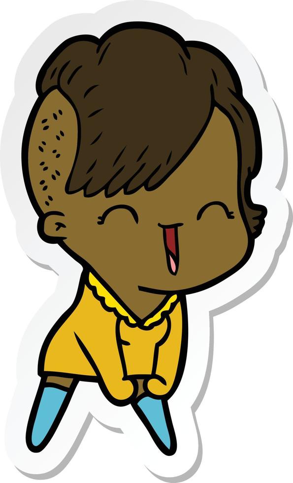 sticker of a cartoon happy hipster girl vector