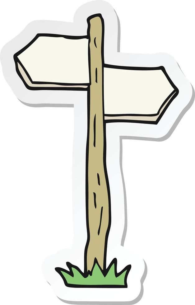 sticker of a cartoon old direction sign vector