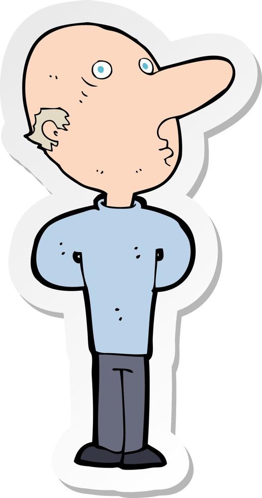 sticker of a cartoon balding man vector