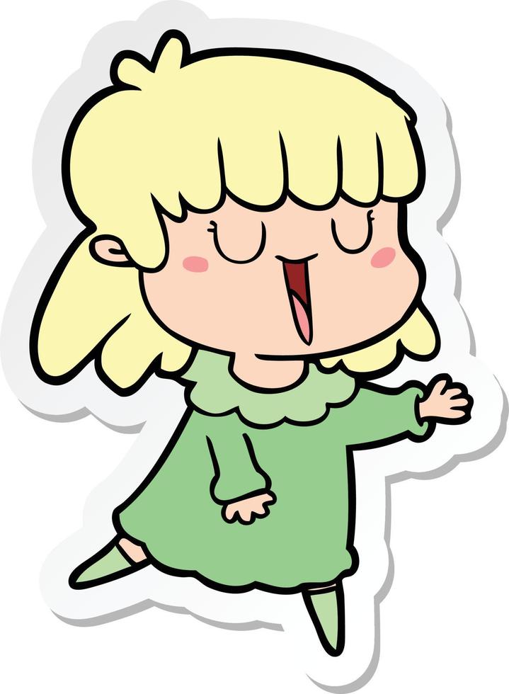 sticker of a cartoon woman vector