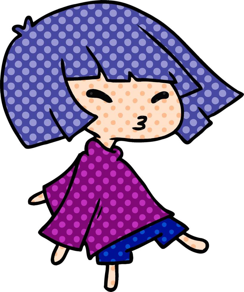 cartoon of a cute kawaii girl vector