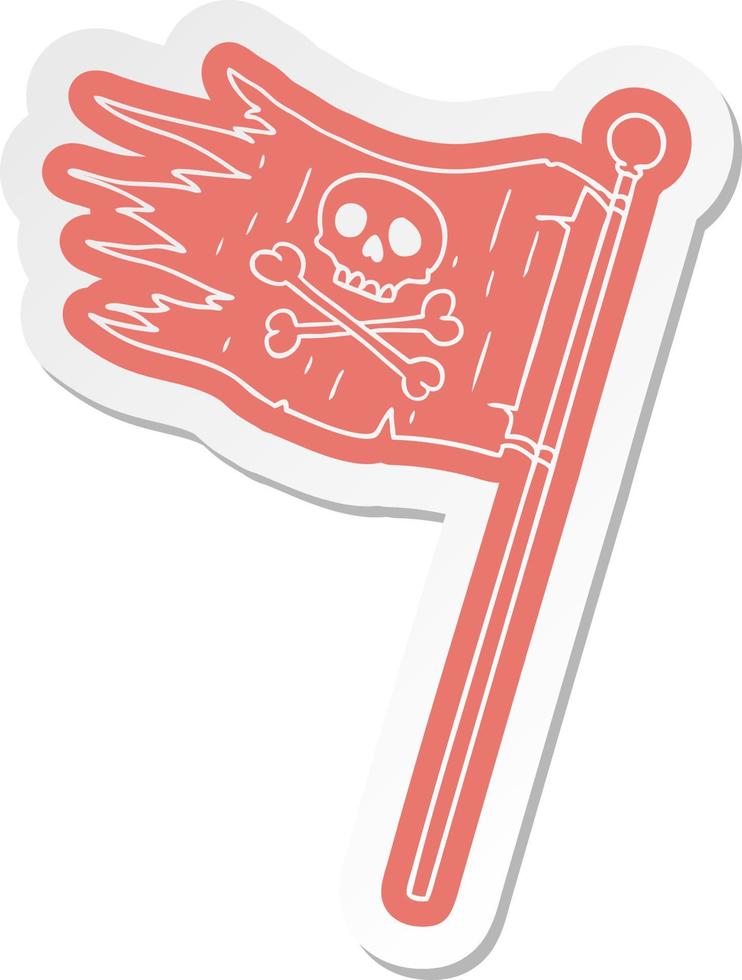 cartoon sticker of a pirates flag vector