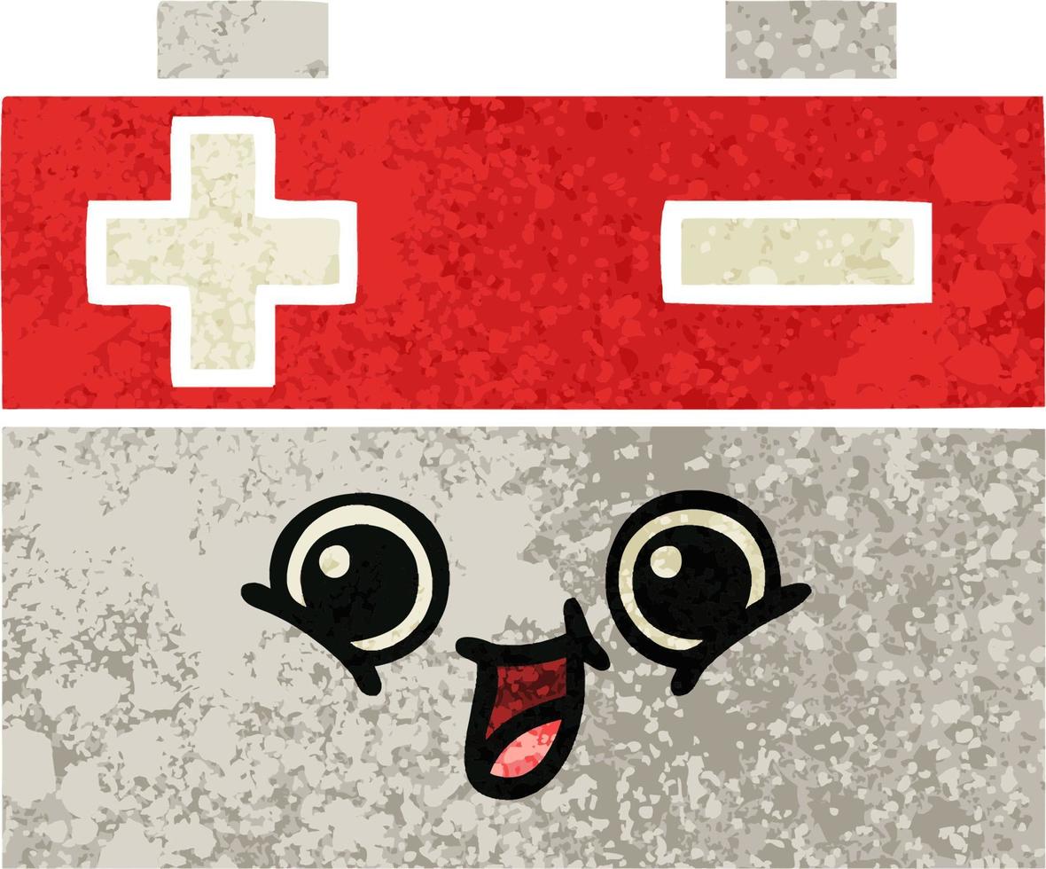 retro illustration style cartoon car battery vector