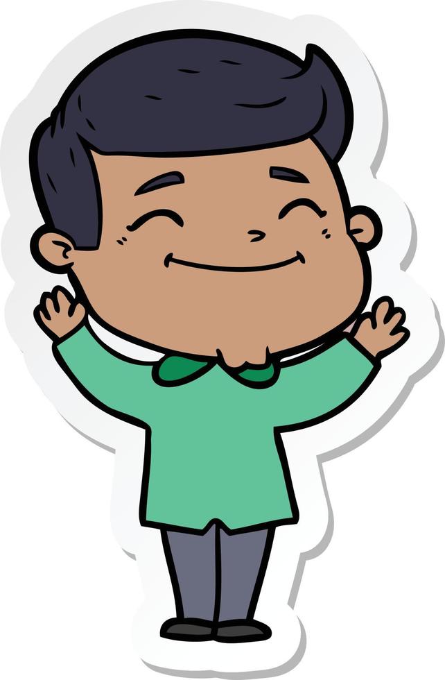 sticker of a happy cartoon man vector