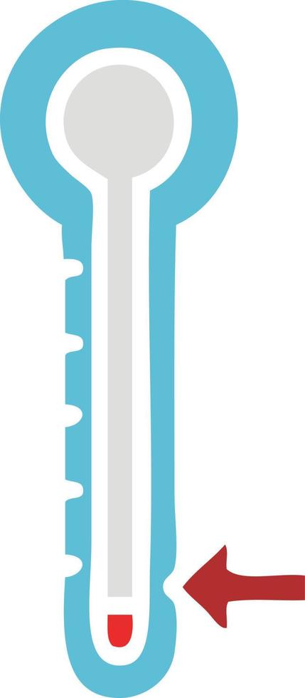 flat color retro cartoon glass thermometer vector