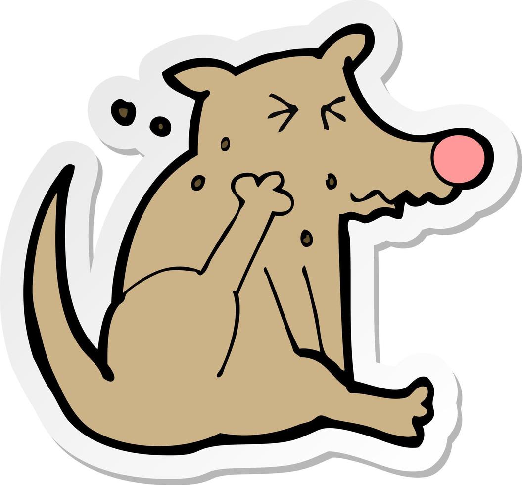 sticker of a cartoon dog scratching vector