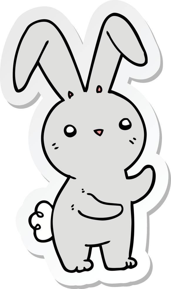 sticker of a cute cartoon rabbit vector
