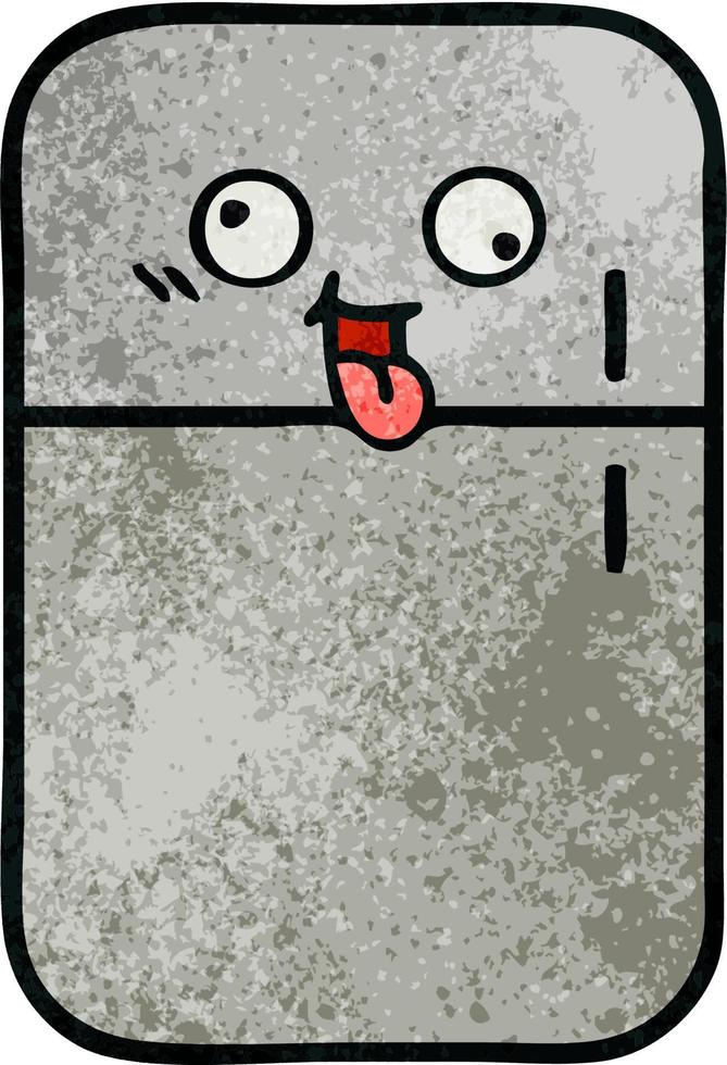 retro grunge texture cartoon fridge freezer vector