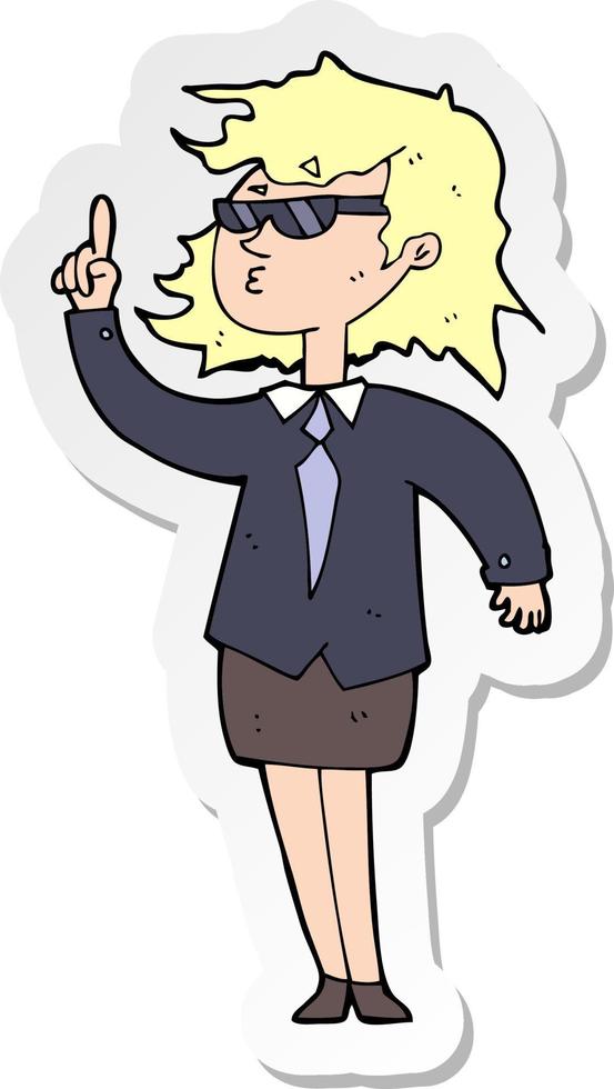 sticker of a cartoon agent woman vector