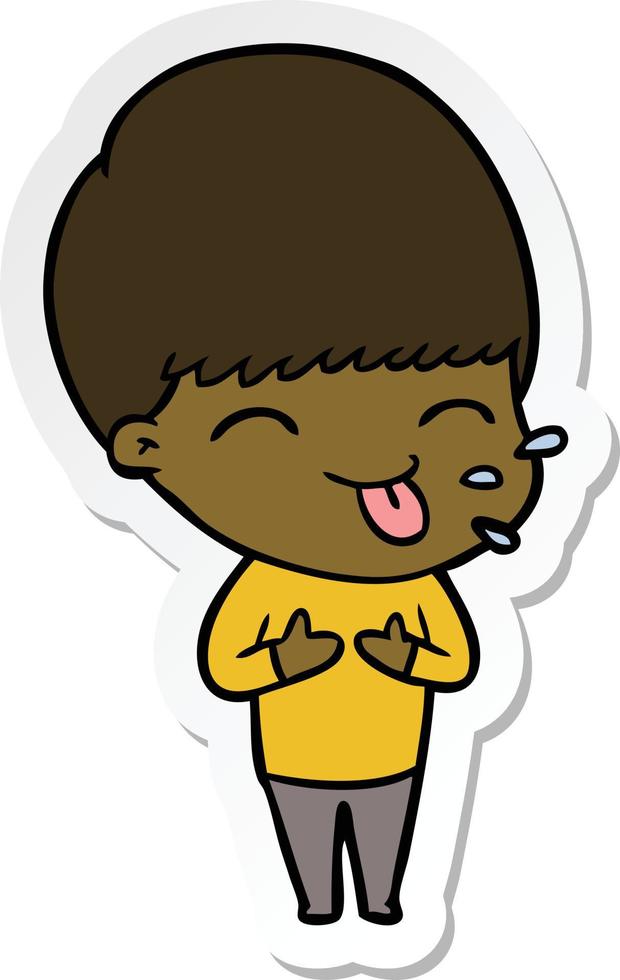 sticker of a funny cartoon boy vector