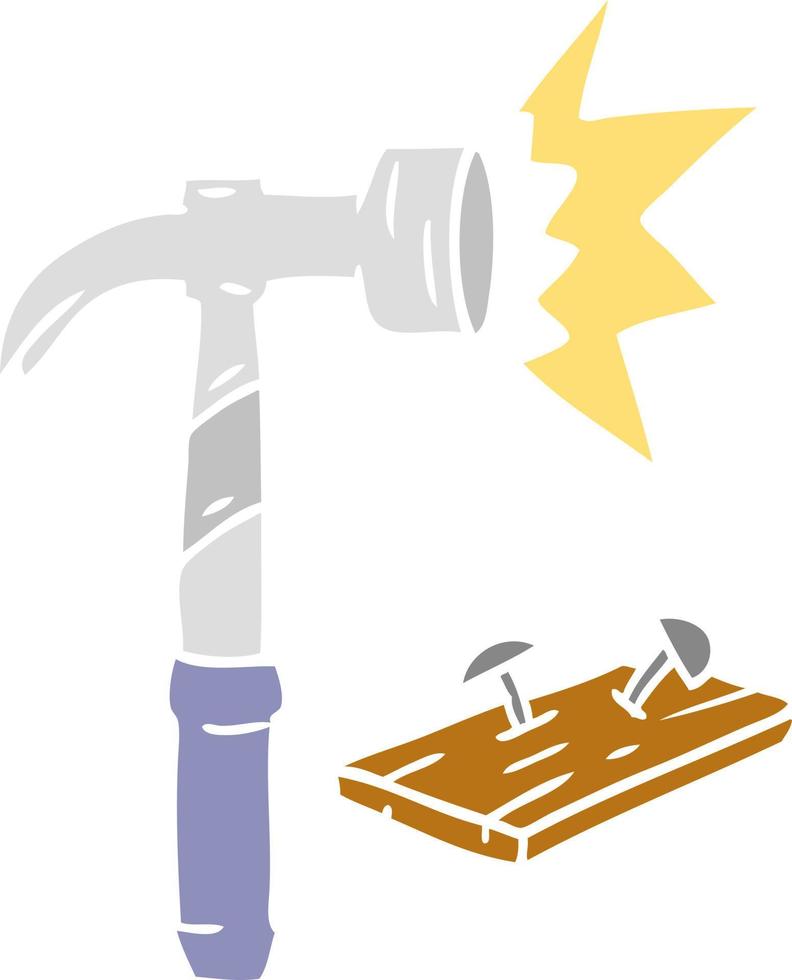 cartoon doodle of a hammer and nails vector