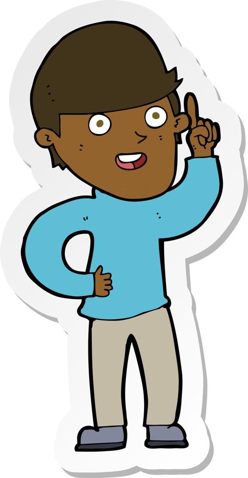 sticker of a cartoon boy with idea vector
