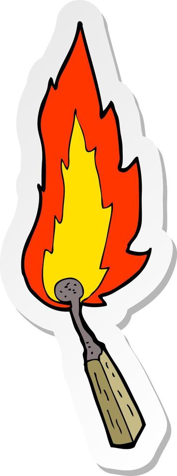 sticker of a cartoon burning match vector