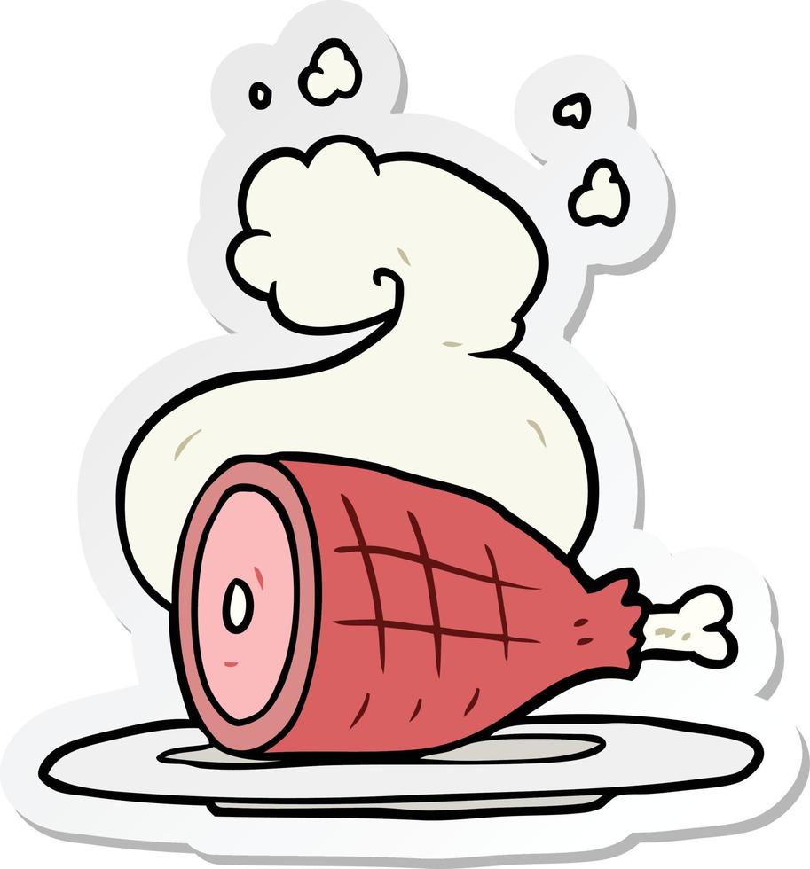 sticker of a cartoon cooked meat vector