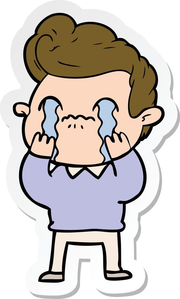 sticker of a cartoon man crying vector