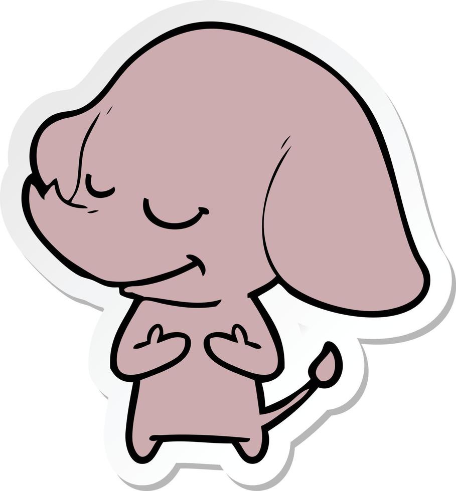 sticker of a cartoon smiling elephant vector