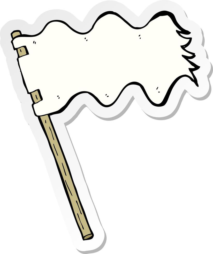 sticker of a cartoon white flag vector