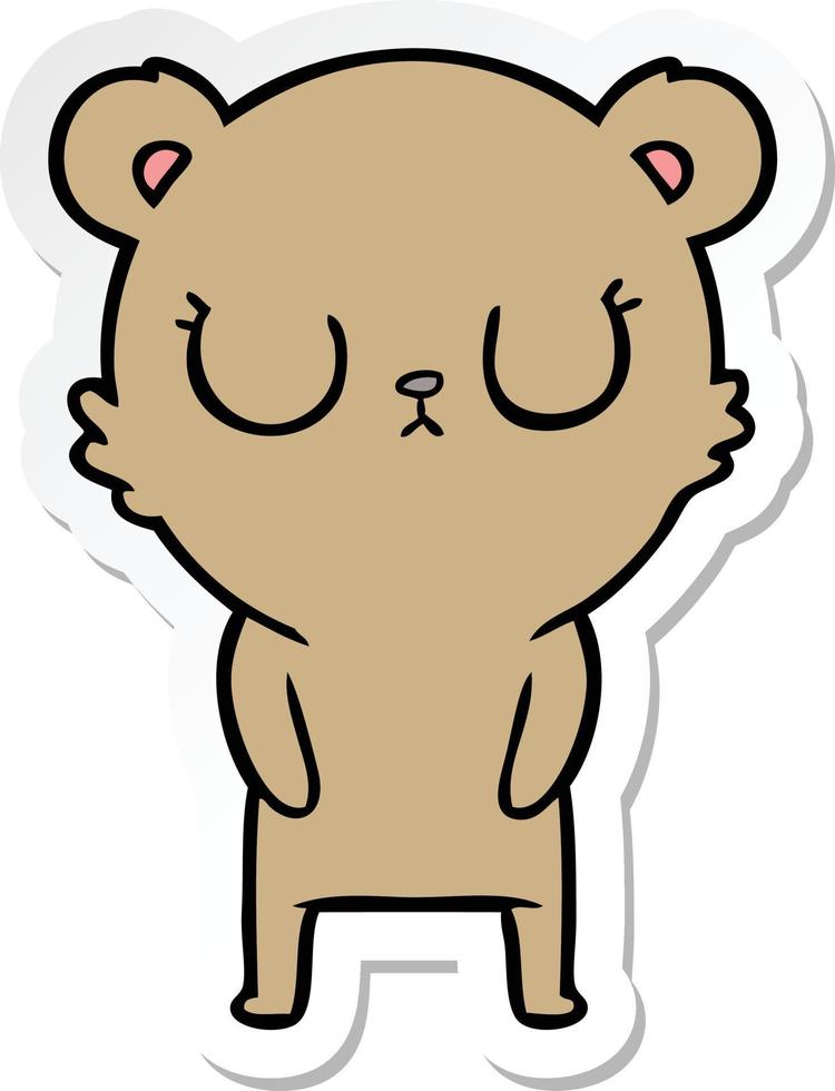 sticker of a peaceful cartoon bear vector