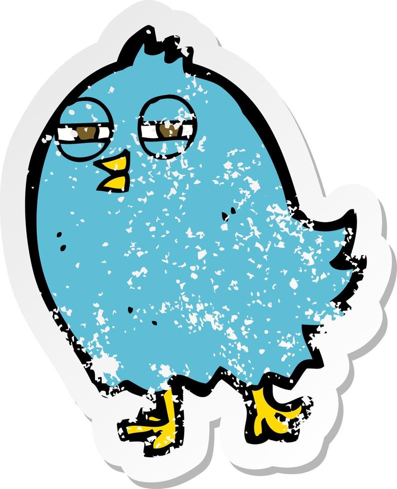 retro distressed sticker of a funny cartoon bird vector