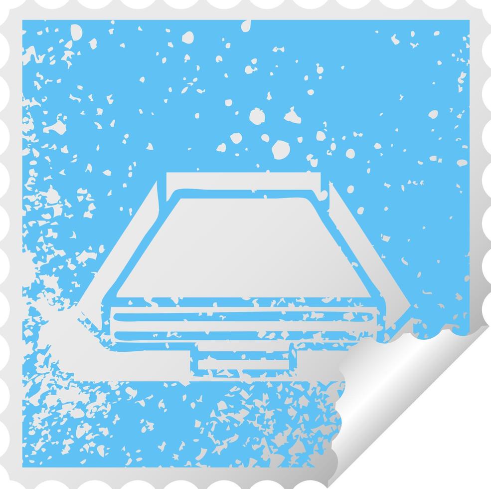 distressed square peeling sticker symbol in box vector