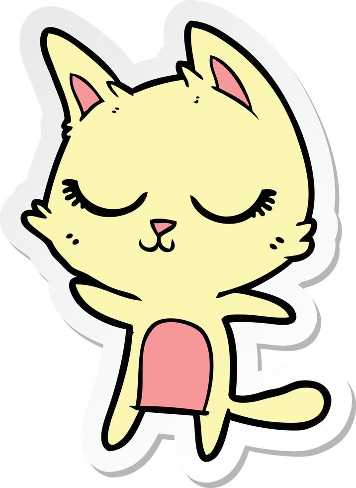 sticker of a calm cartoon cat vector