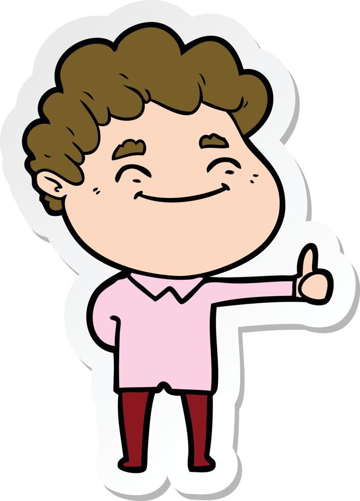 sticker of a cartoon friendly man vector