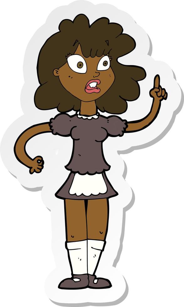 sticker of a cartoon worried maid vector