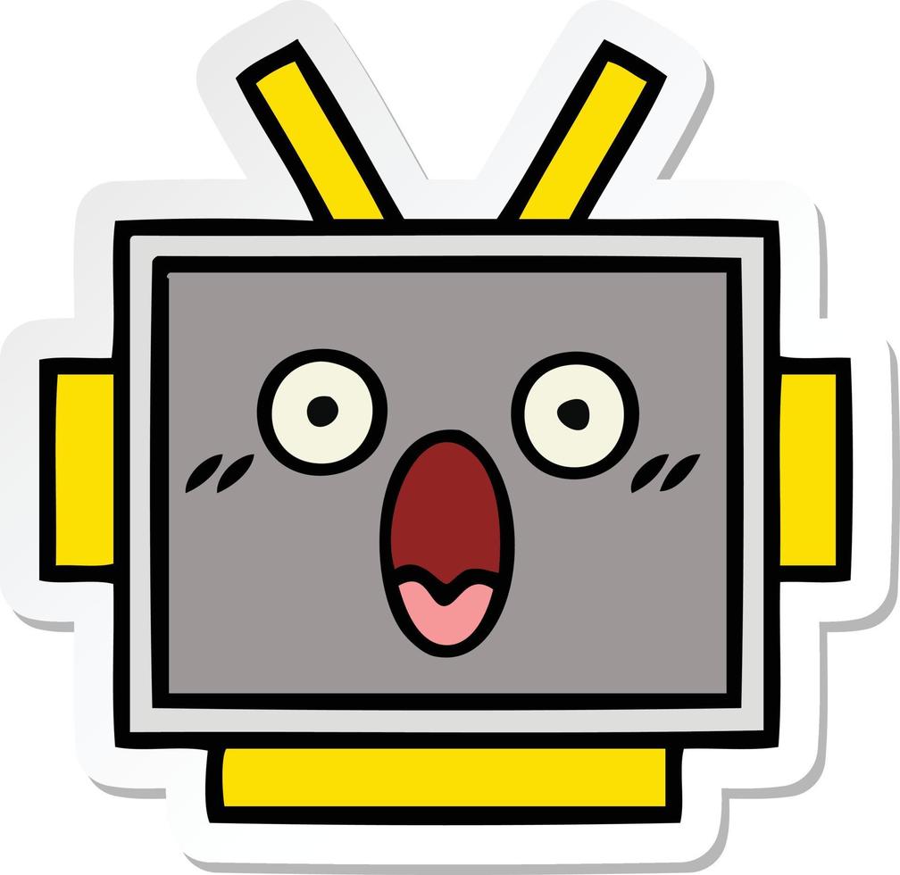 sticker of a cute cartoon robot head vector