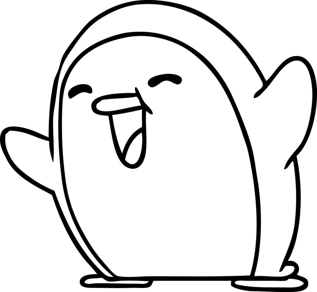 line drawing kawaii of a cute penguin vector