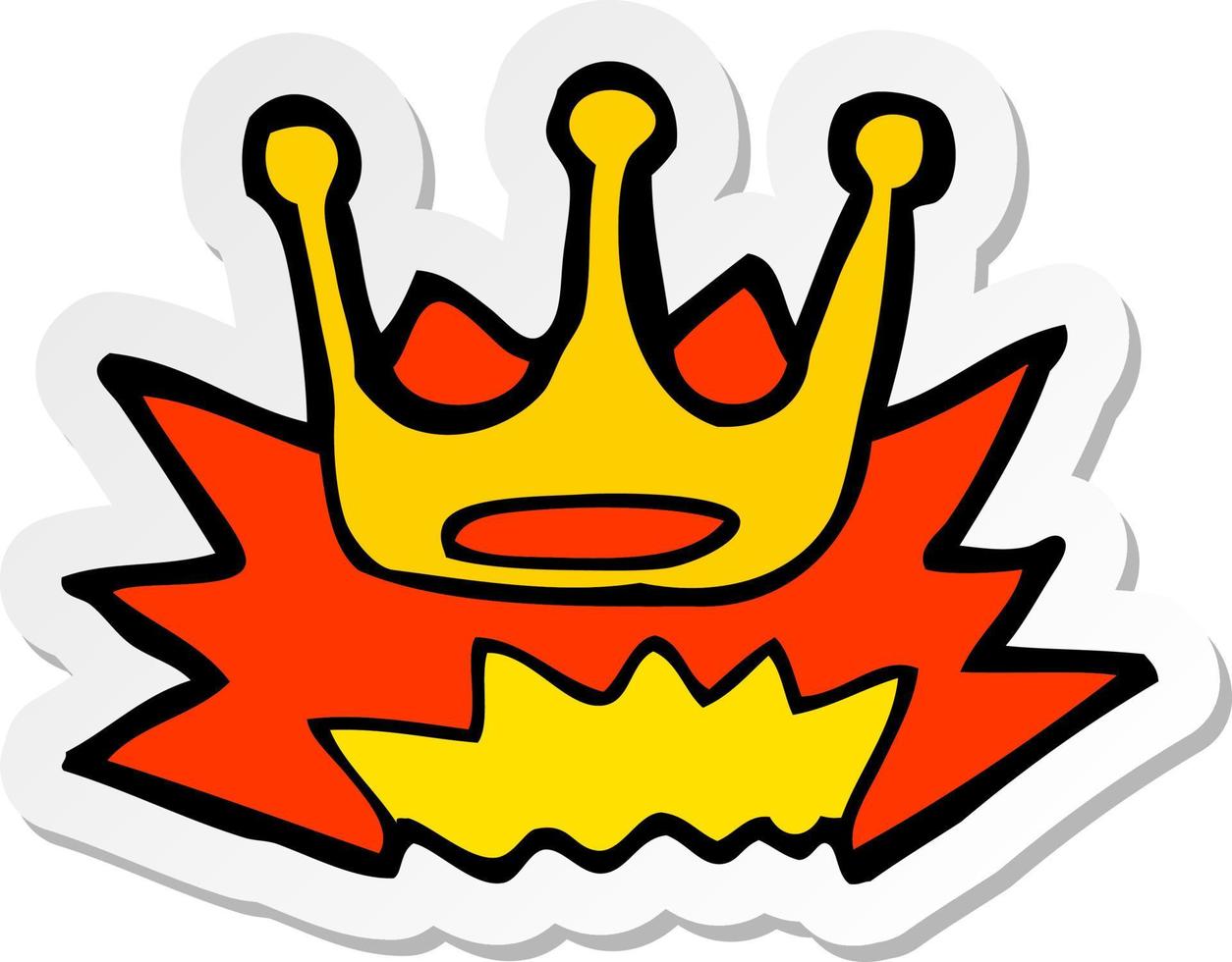 sticker of a cartoon crown symbol vector