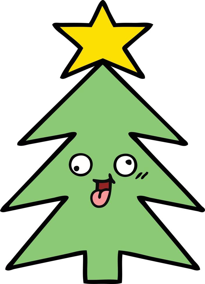 cute cartoon christmas tree vector