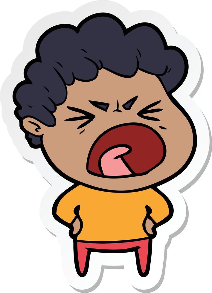 sticker of a cartoon furious man vector
