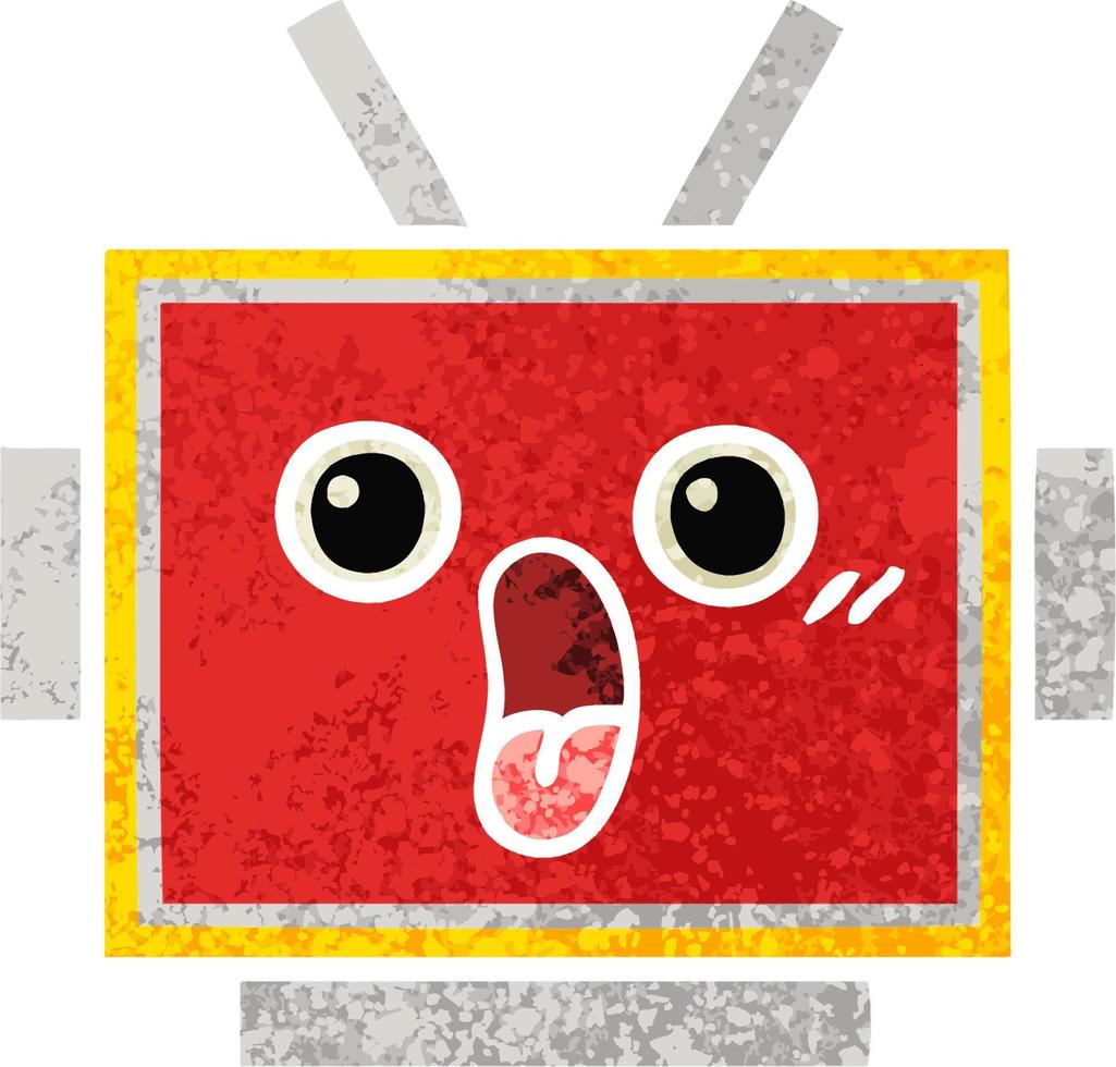 retro illustration style cartoon robot head vector