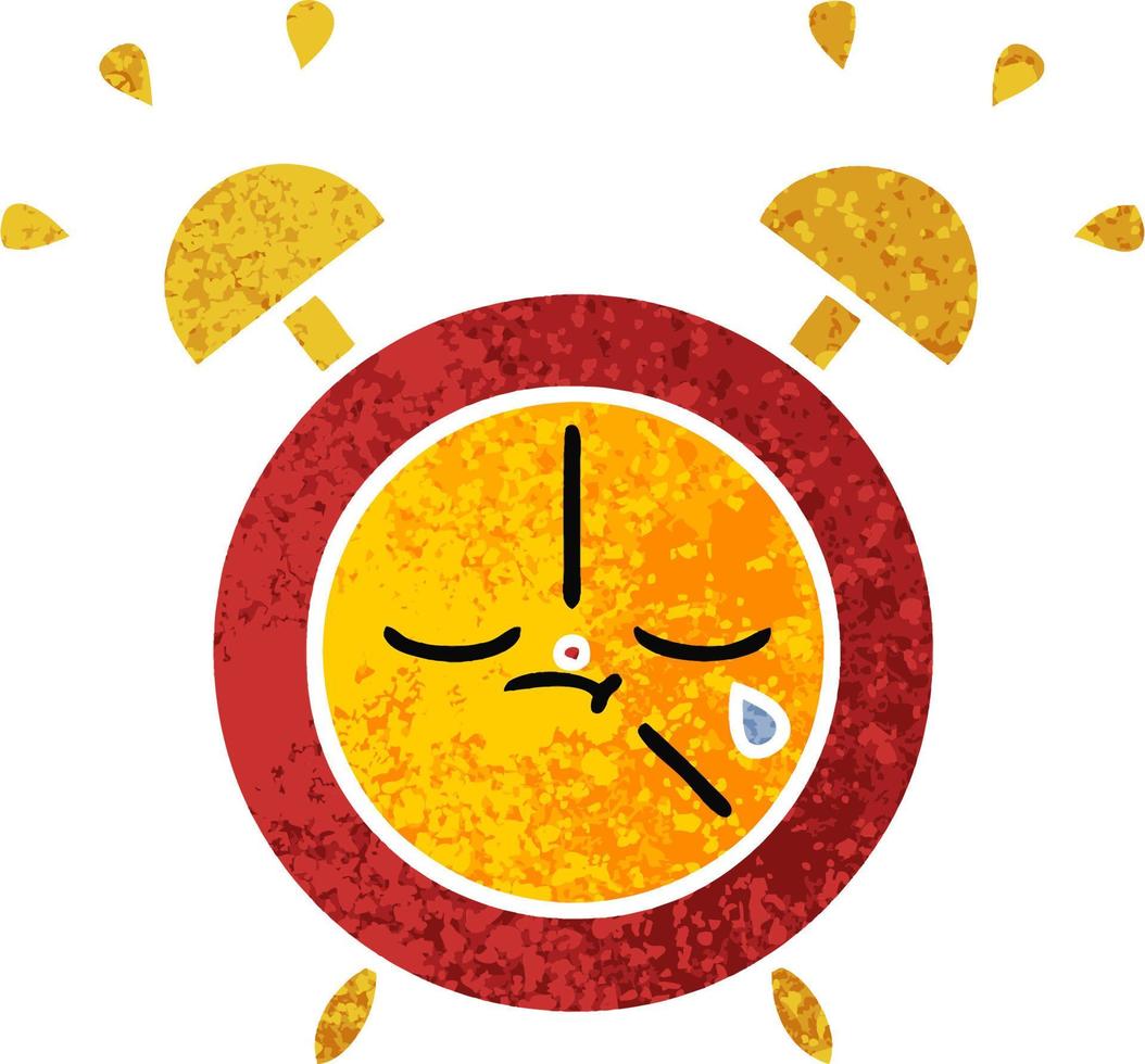 retro illustration style cartoon alarm clock vector