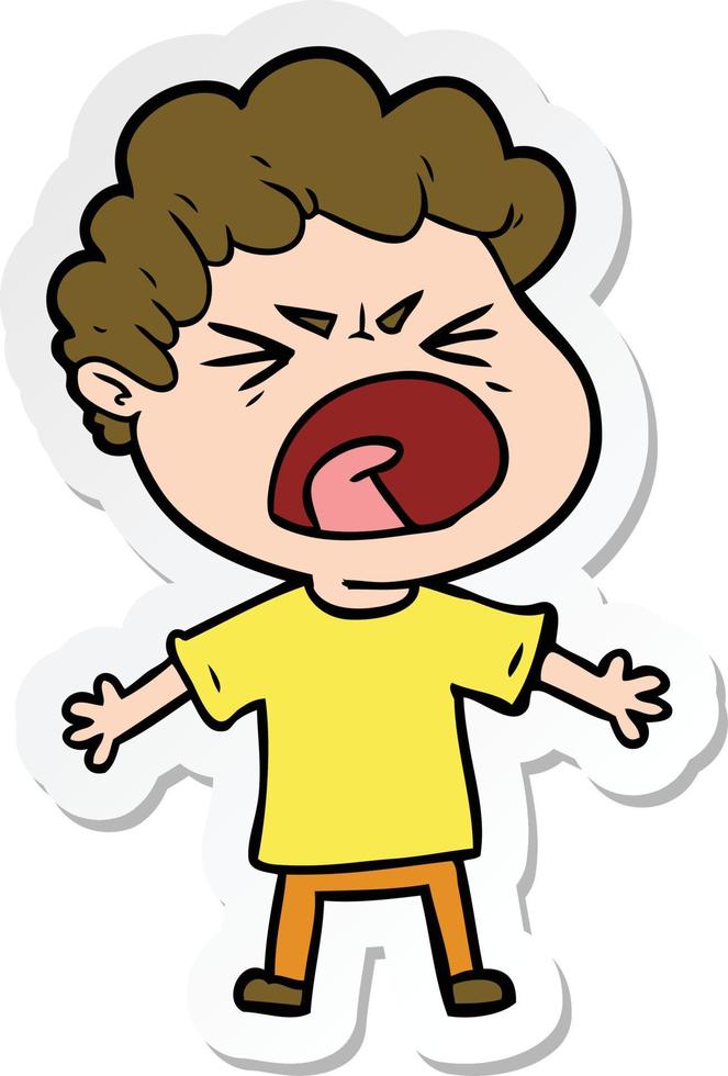 sticker of a cartoon furious man vector