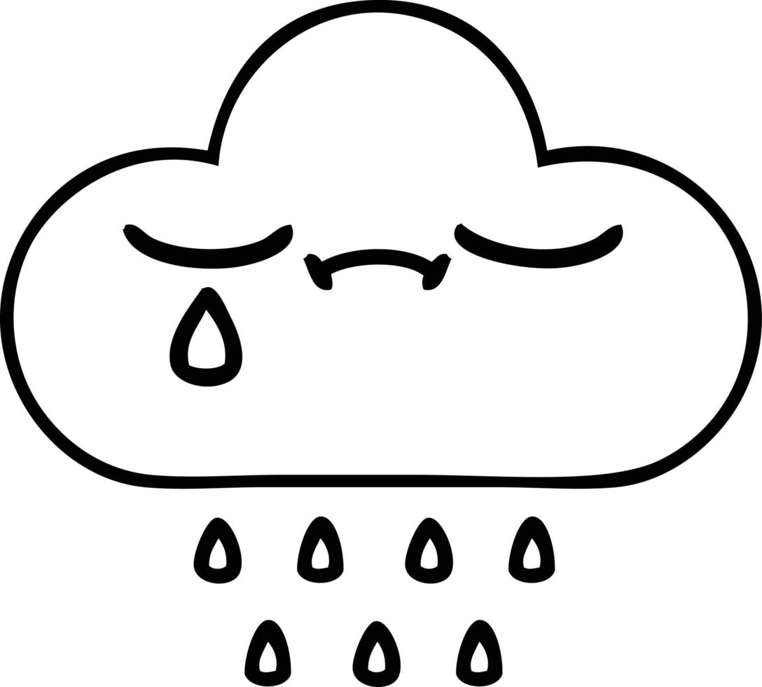 line drawing cartoon rain cloud vector