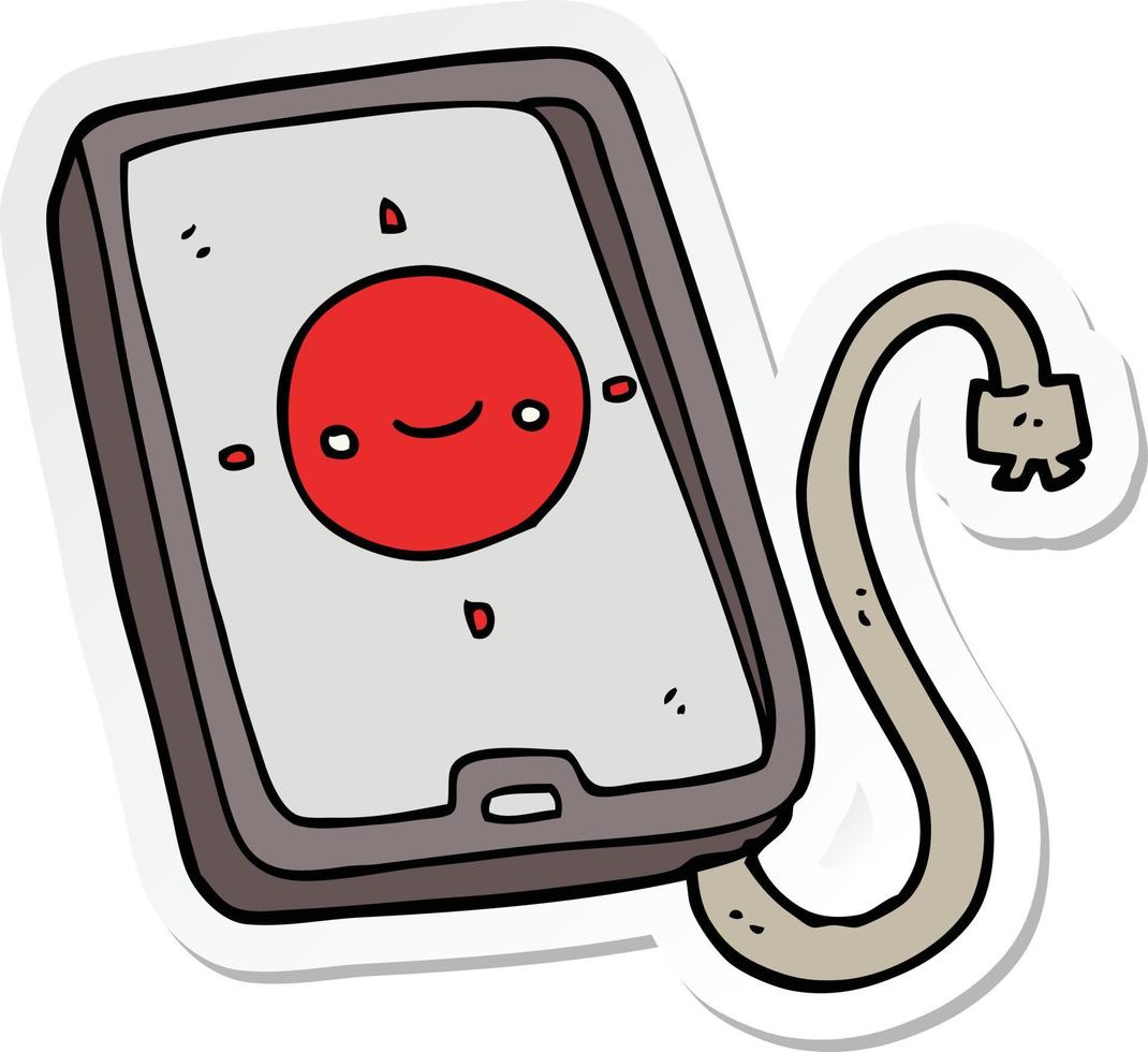 sticker of a cartoon mobile phone device vector