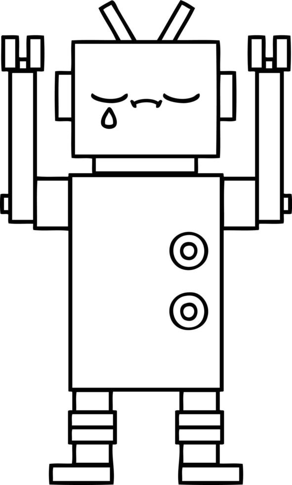 line drawing cartoon robot vector