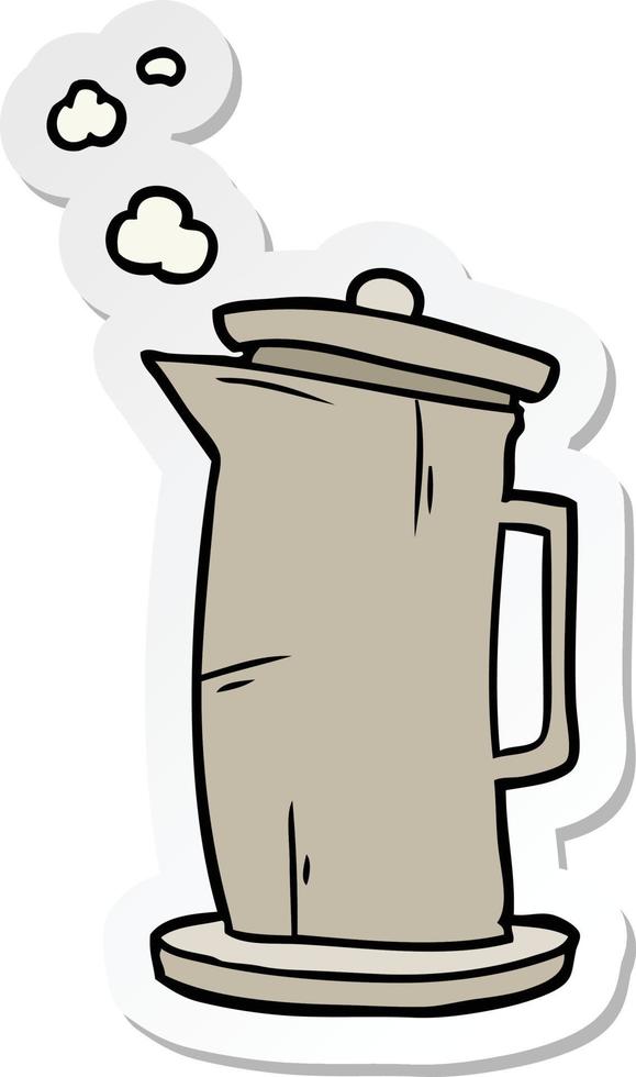 sticker of a cartoon old kettle vector