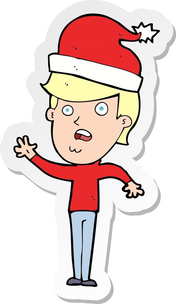 sticker of a cartoon man ready for christmas vector