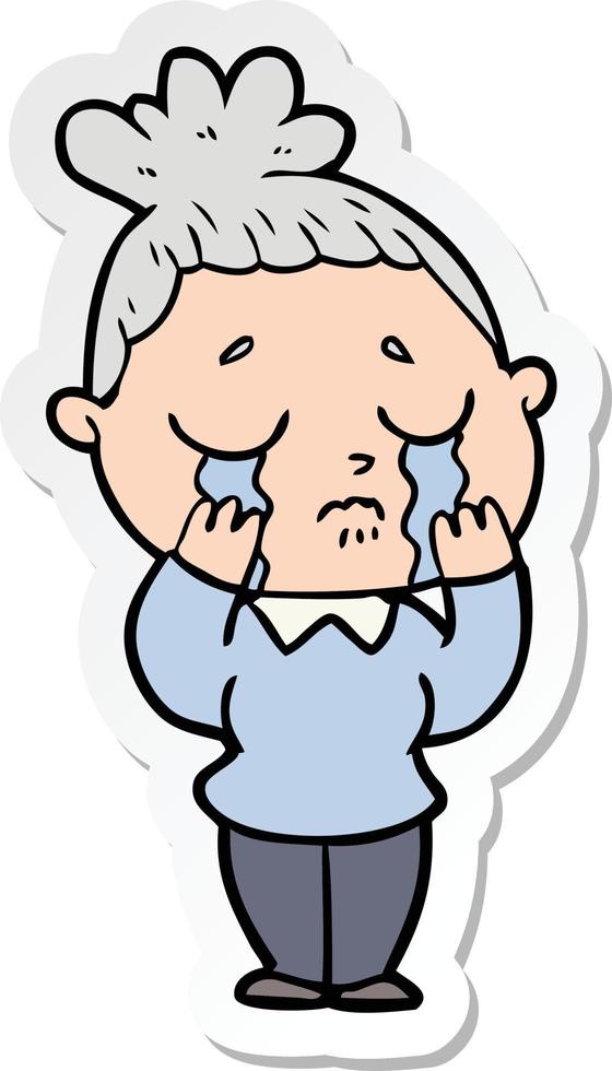 sticker of a cartoon crying woman vector