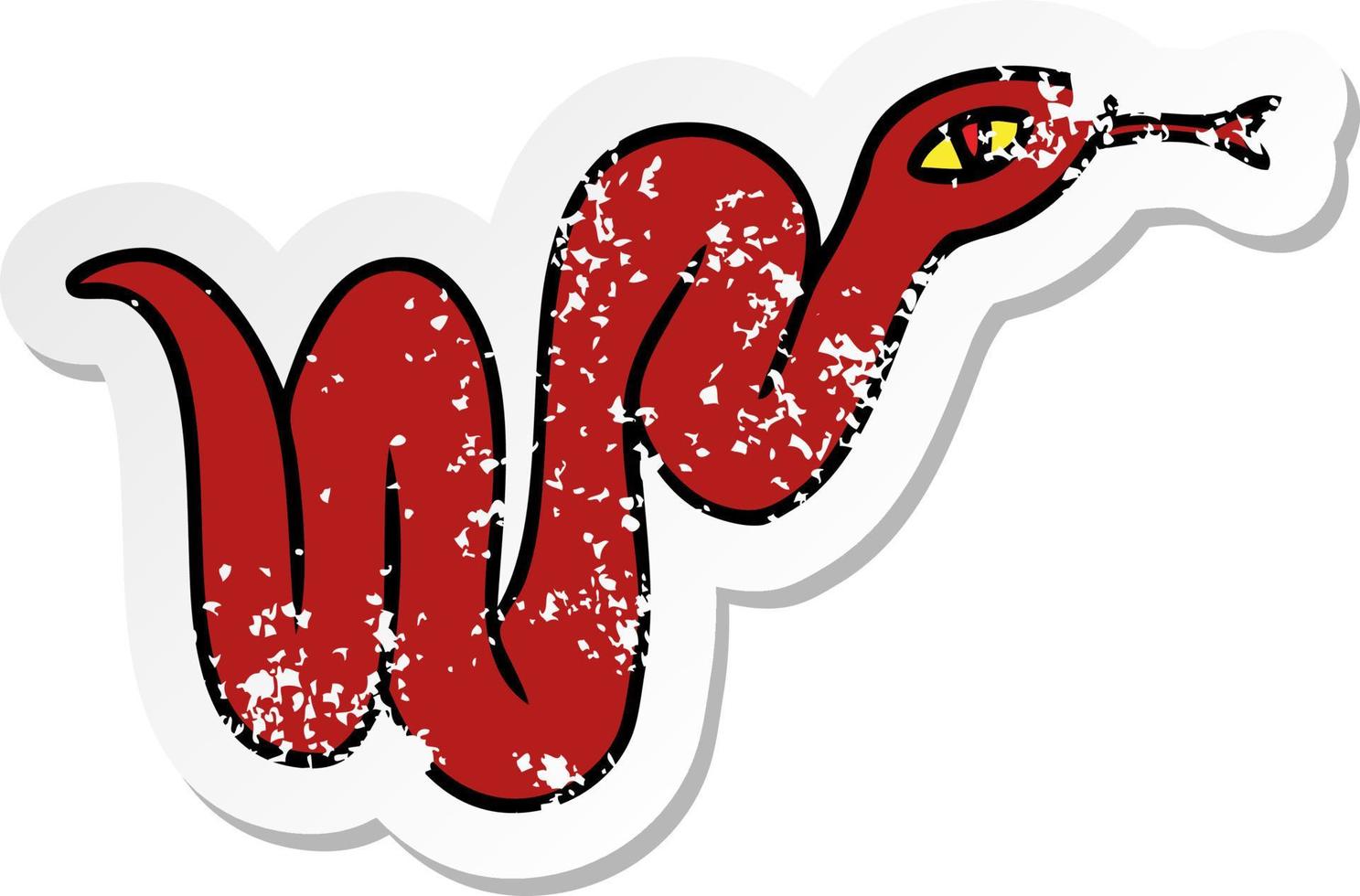 distressed sticker cartoon doodle of a garden snake vector